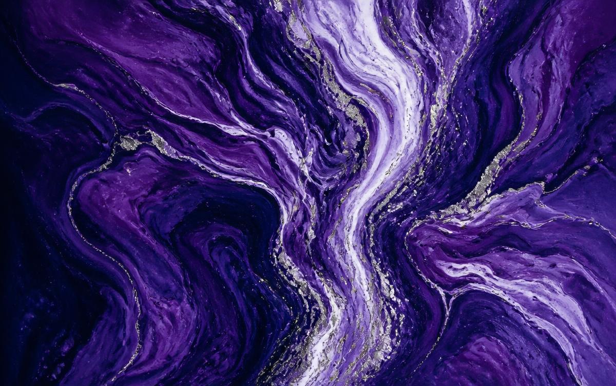 Violet fluid artwork with silver veining representing unsanctioned shadow AI use being traced back into a single governed channel
