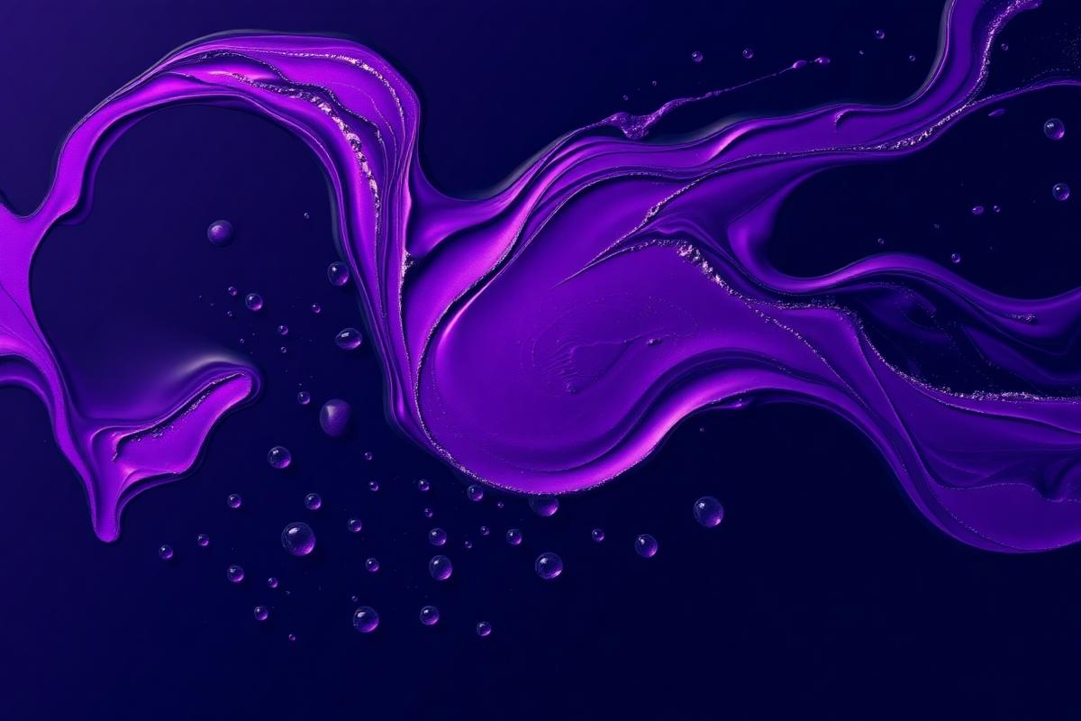 Violet fluid artwork with scattered droplets converging into one pool, representing ungoverned low-code and AI apps brought into a single register